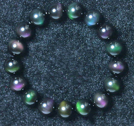 Rainbow Purple Green Eye Obsidian Bracelet