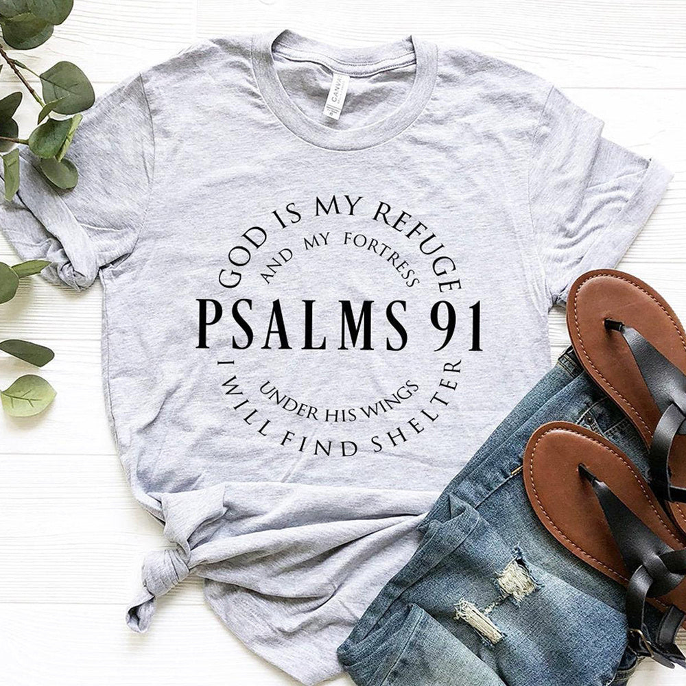 Dios es mi refugio Salmo 91 Camisetas cristianas