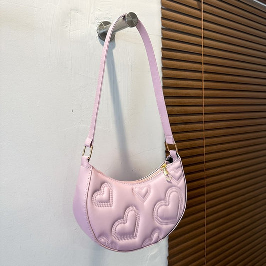 Bolso de hombro con bordado de amor en color liso para mujer