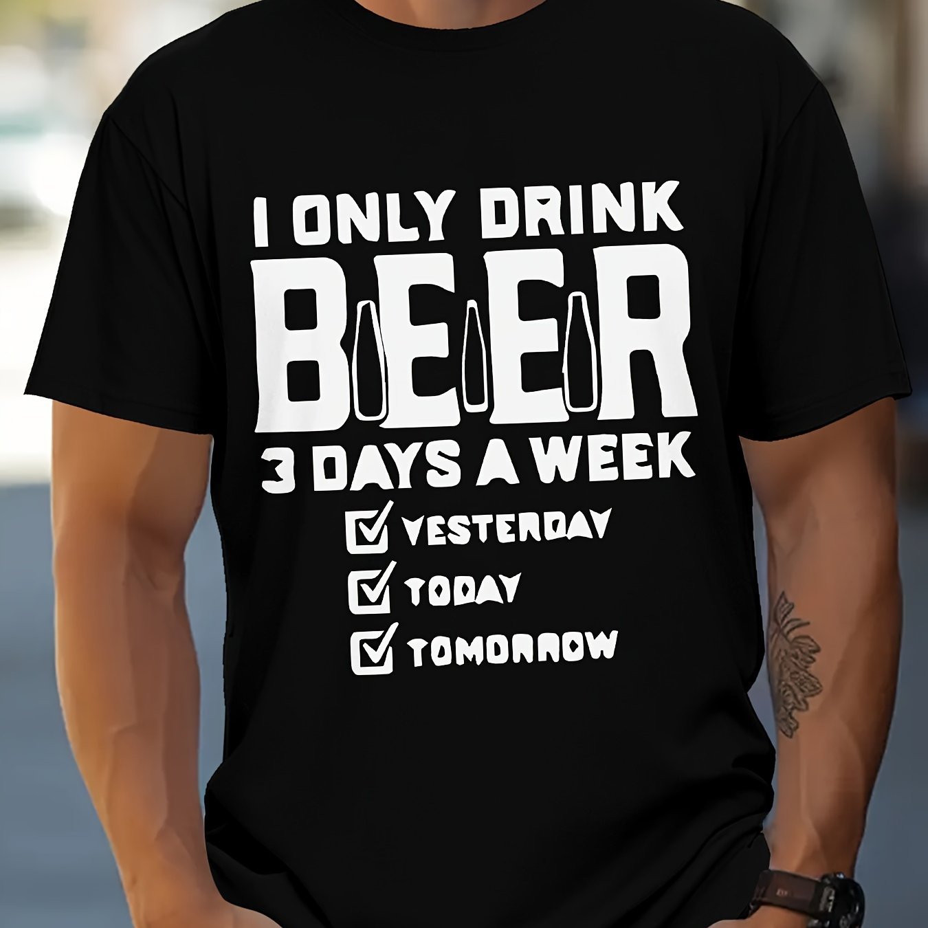 Men's Beer Patterned Printed T-shirt