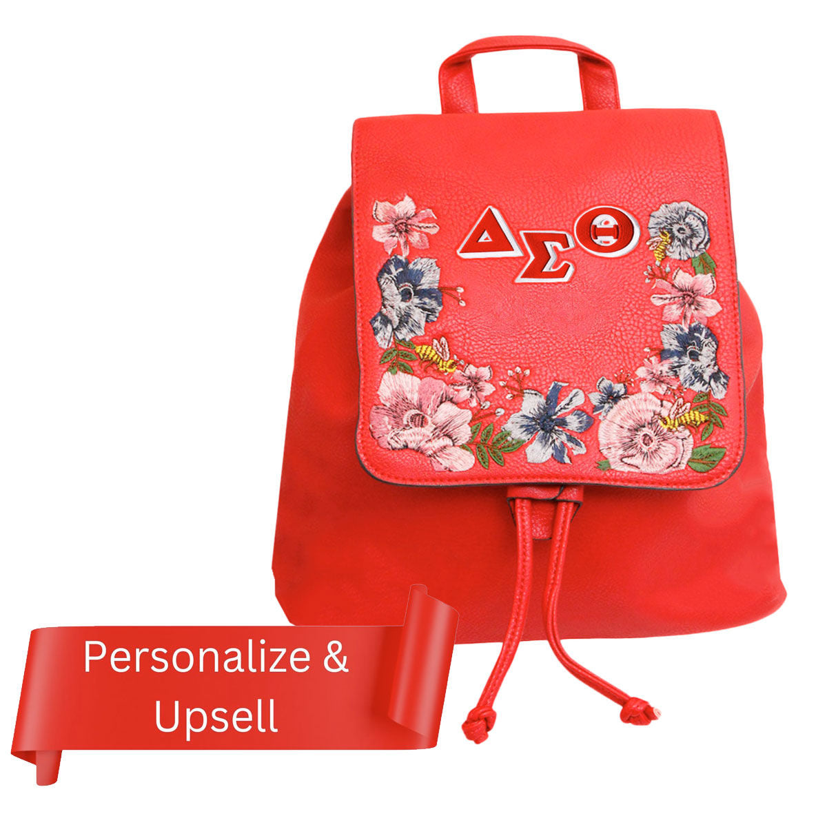 Amara Red Embroidered Flower Backpack