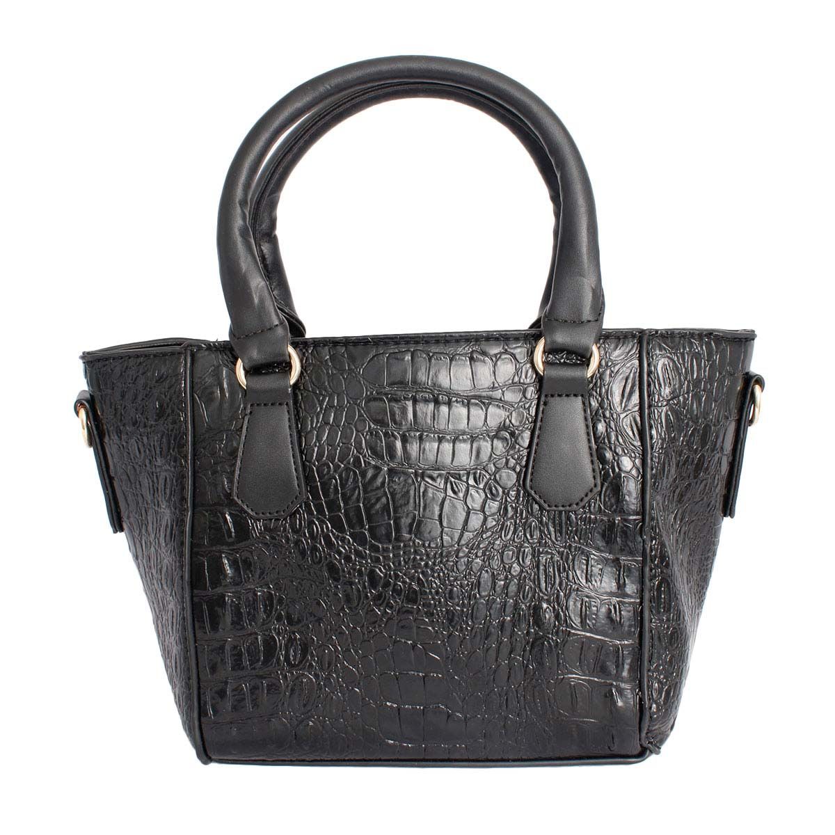 Black Croc Tote Pouch Set