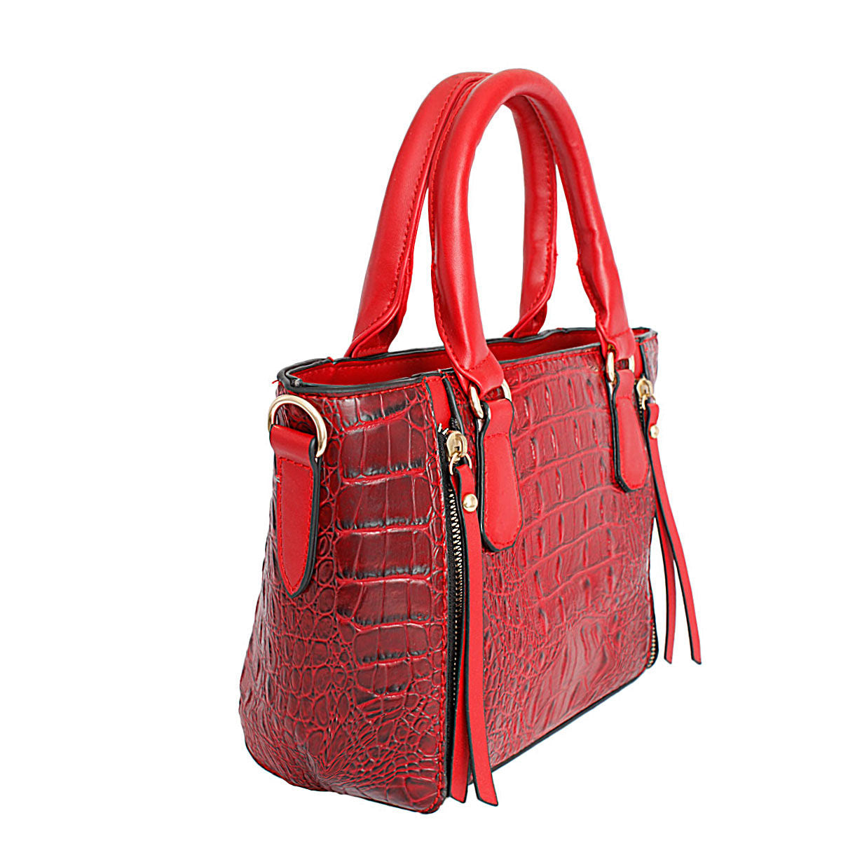 Red Croc Tote Pouch Set