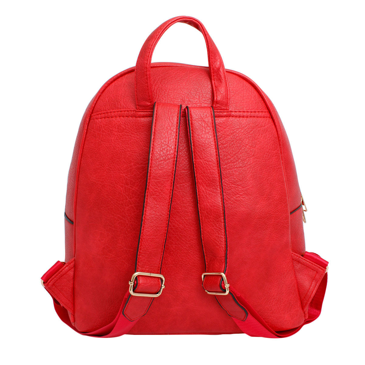 Moto Backpack Red Zipper Medium Bag for Women