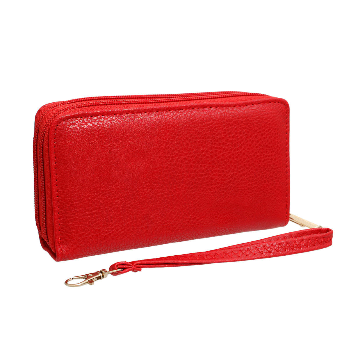 Zipper Wallet Red Soft Grain for Women