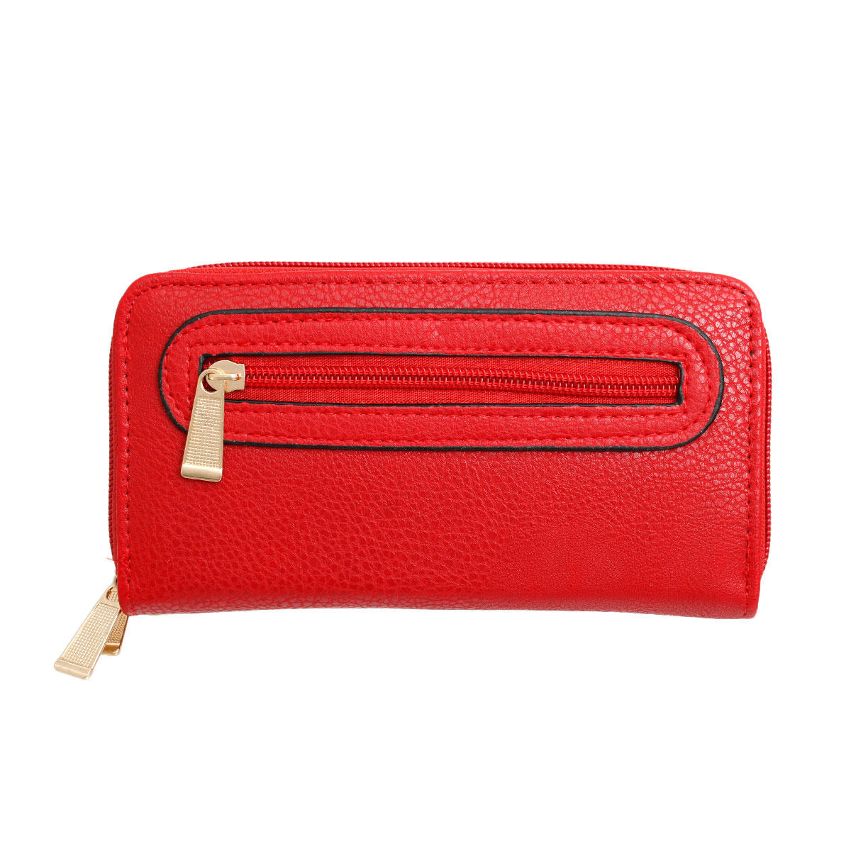 Zipper Wallet Red Soft Grain for Women