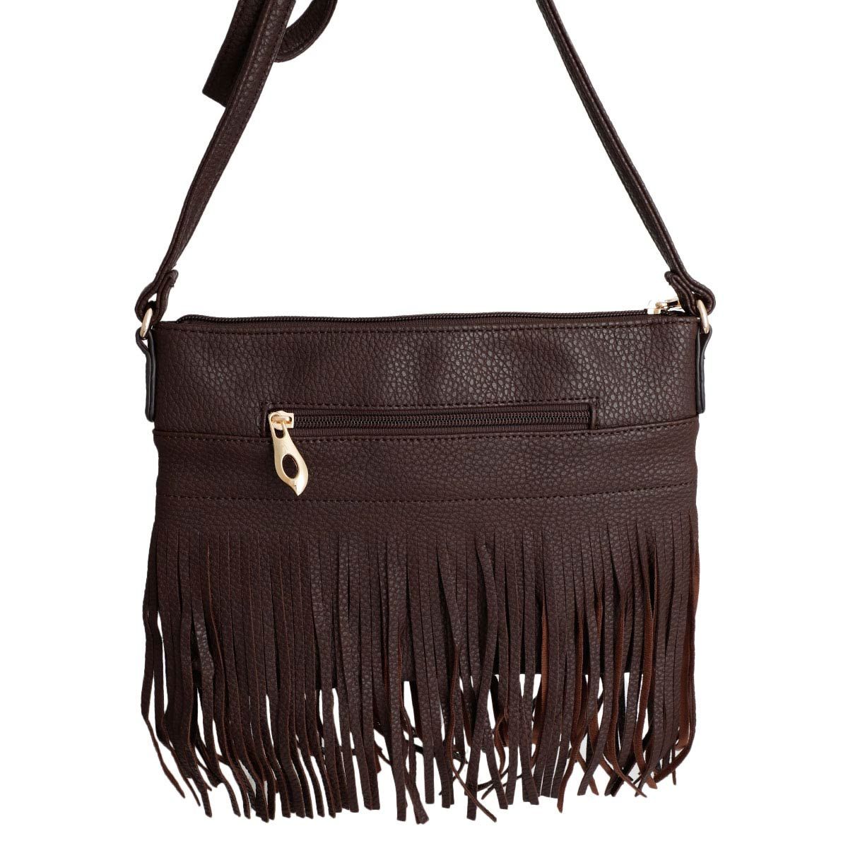 Soft Brown Fringe Crossbody Bag