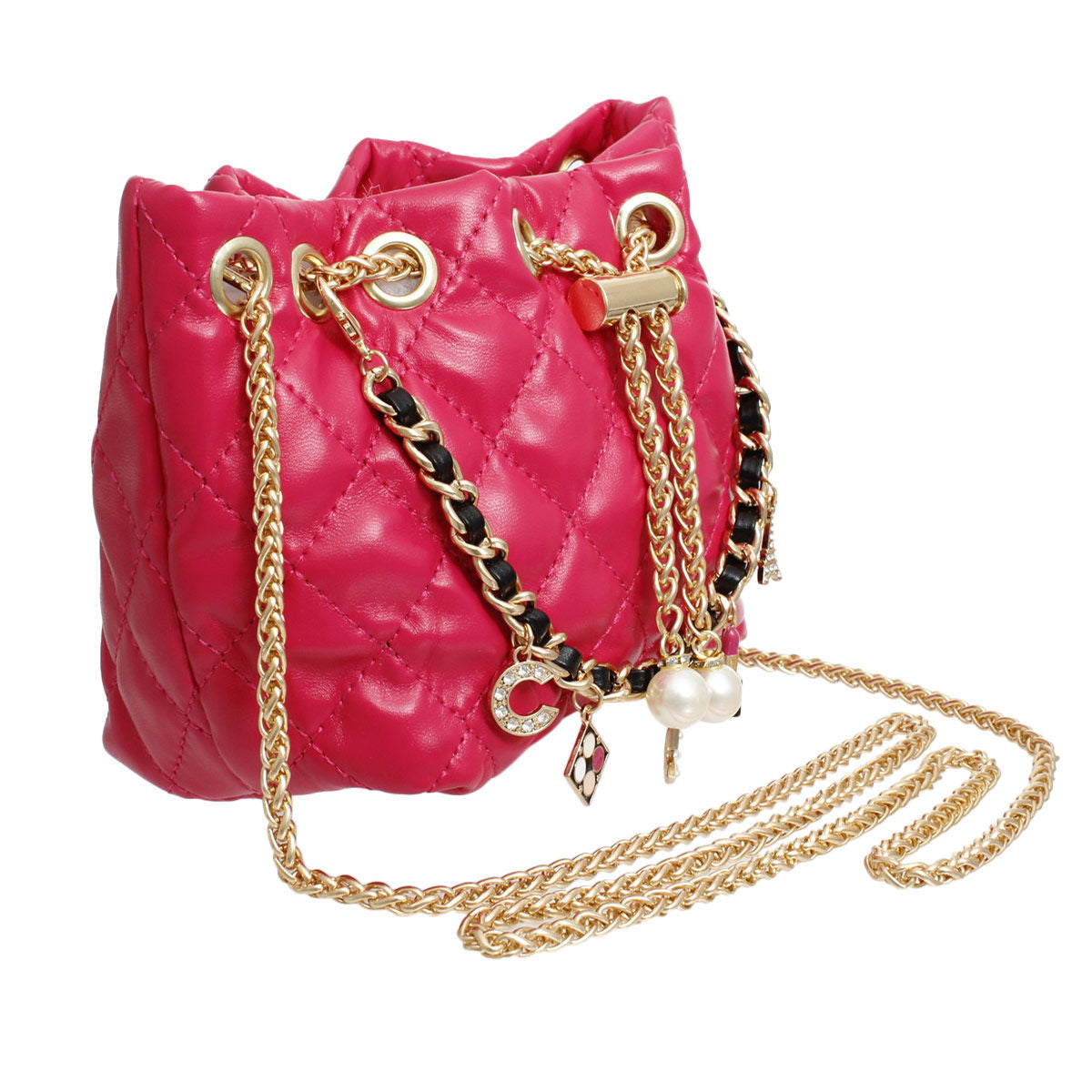 Mini Bucket Red Quilted Parisian Lux Charm Bag