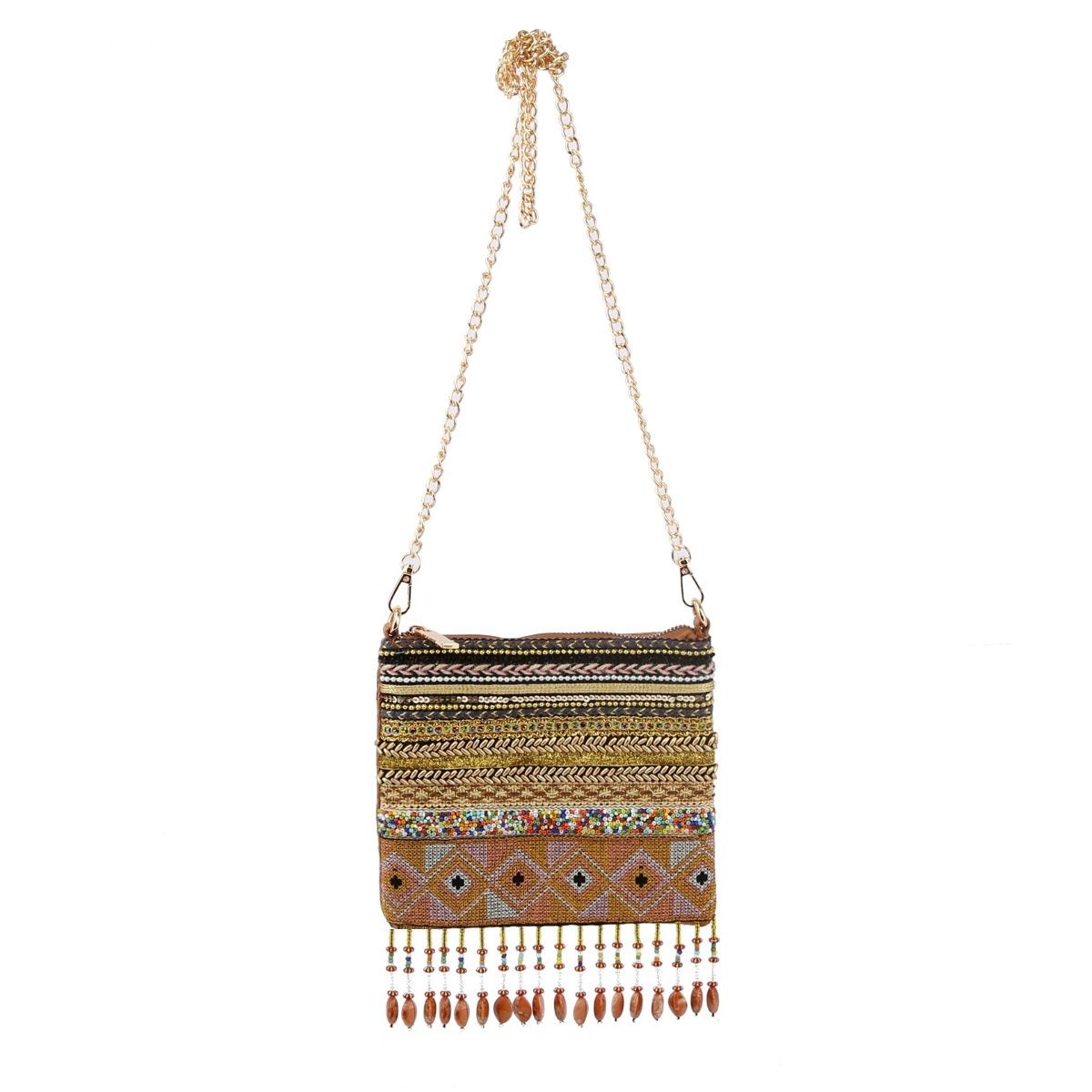 Brown Boho Beaded Crossbody