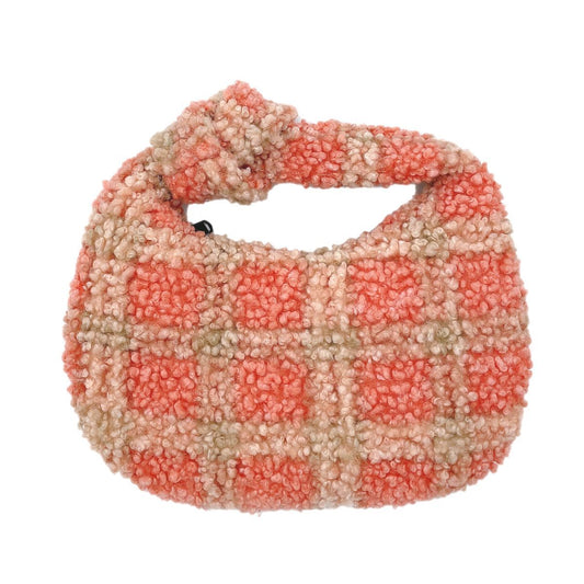 Peach Plaid Sherpa Bag