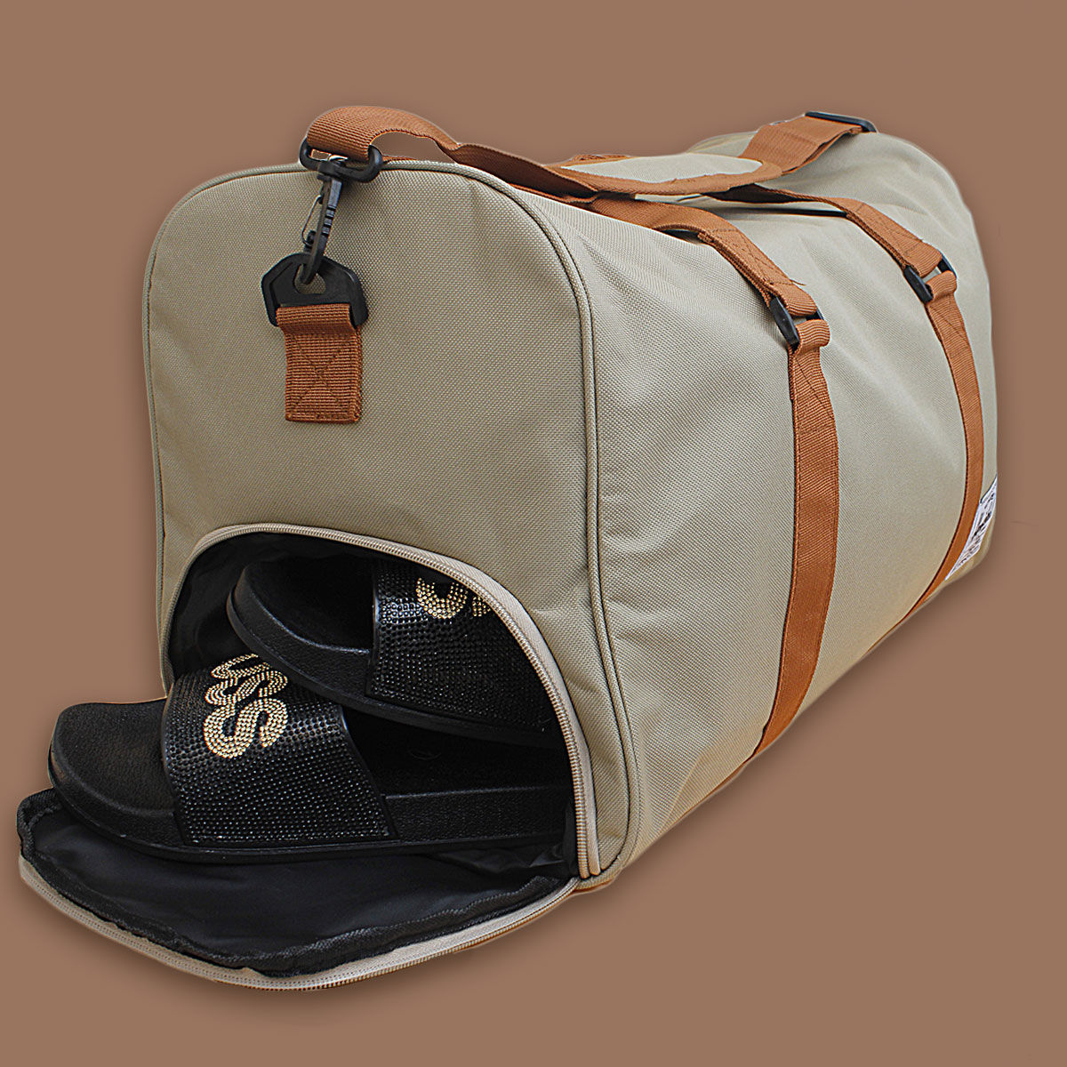 Light Brown Oxford Duffel Travel Bag