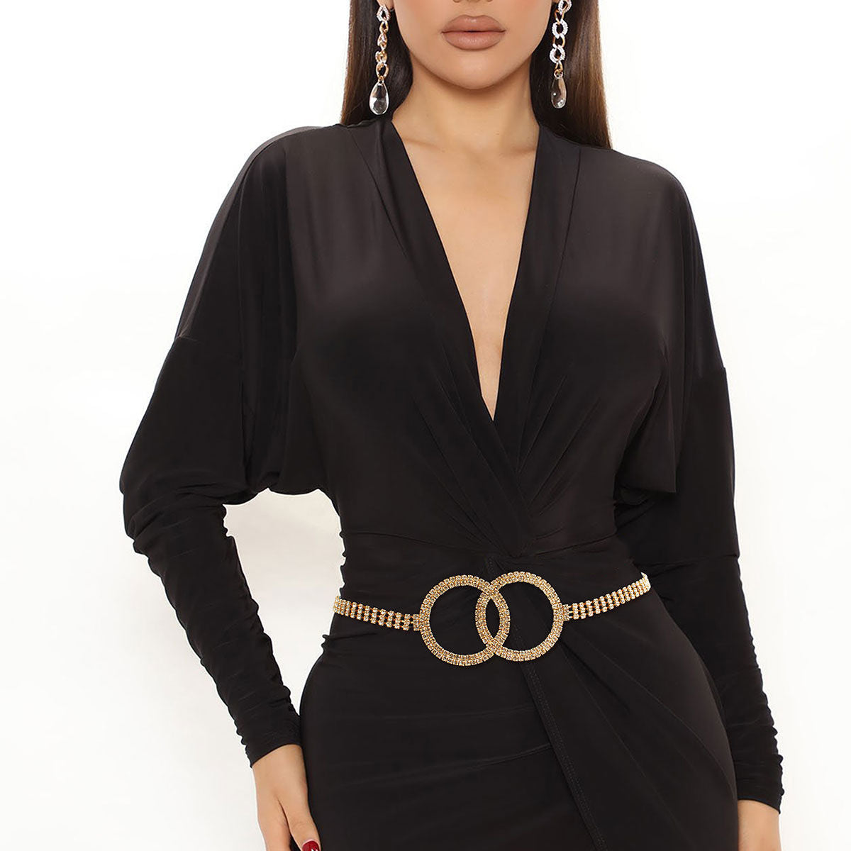 Gold Embellished Double Circle Chain Belt