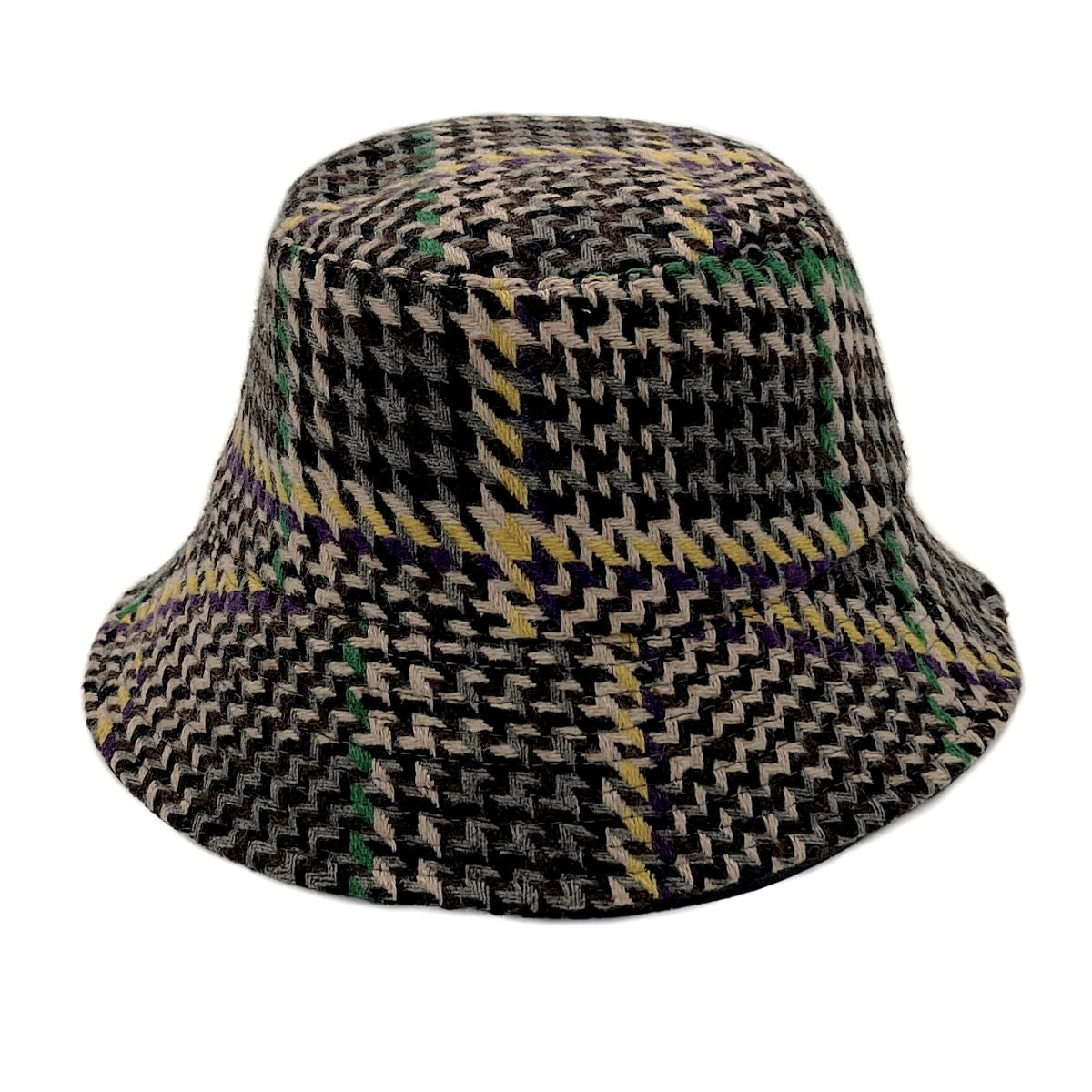 Gray Houndstooth Topstitch Bucket Hat
