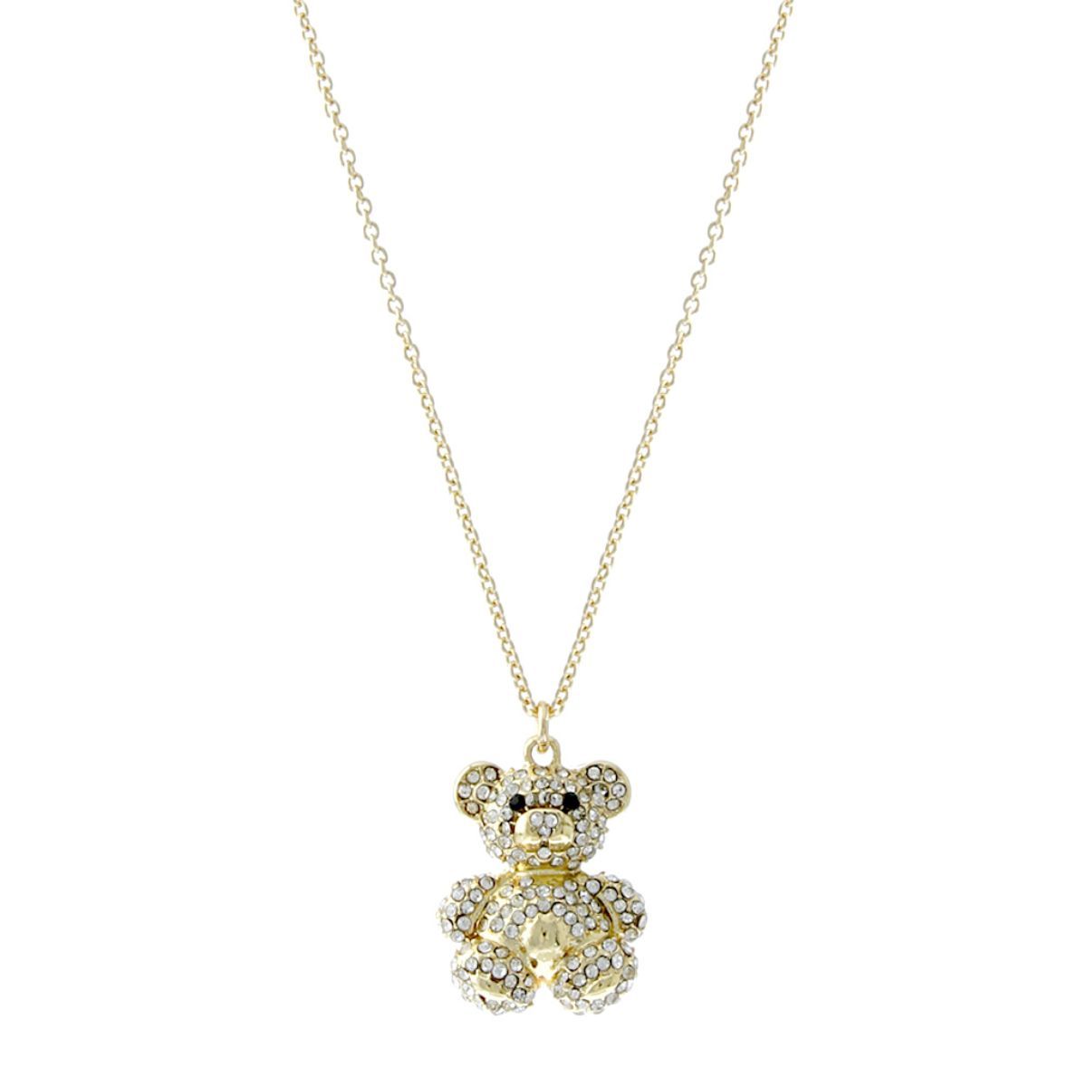 Gold Pave Teddy Bear Necklace