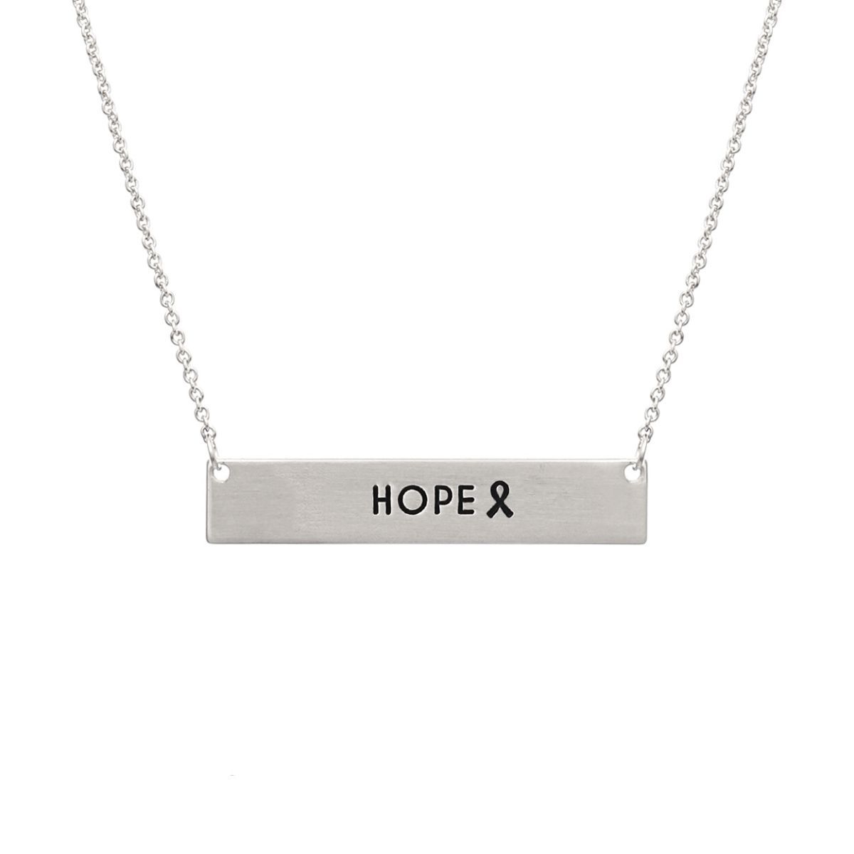 Silver Ribbon HOPE Plate Necklace