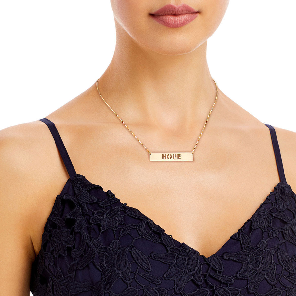 Gold Cutout HOPE Plate Necklace
