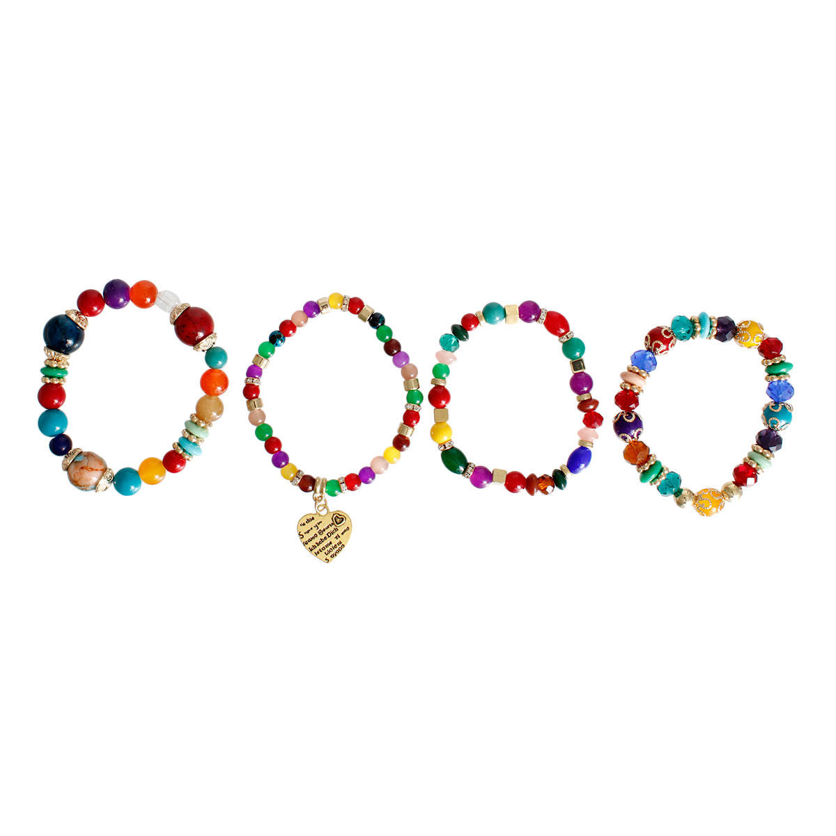 Rainbow Stone Glass Love Bracelets