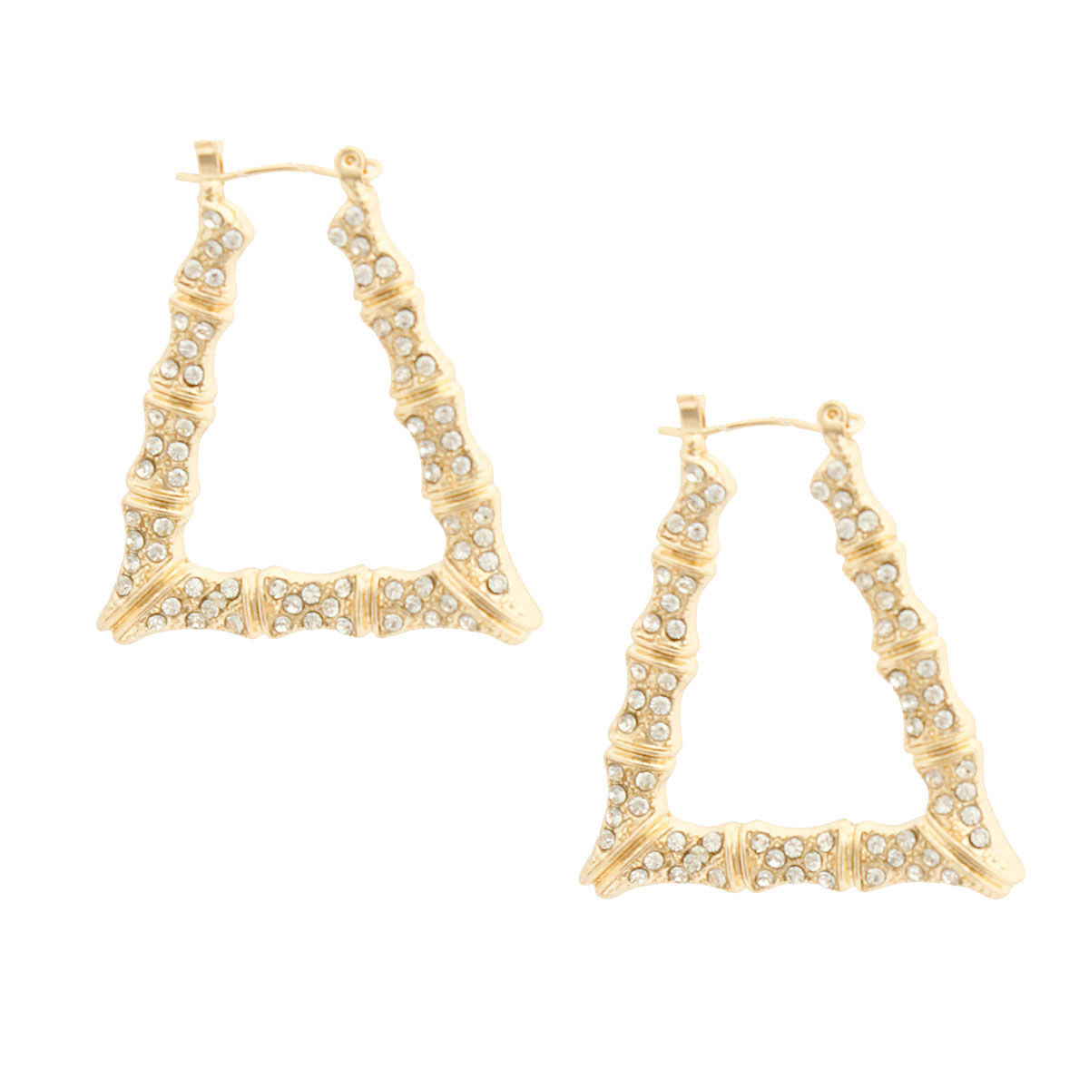 Gold Bling Trapezoid Bamboo Hoops