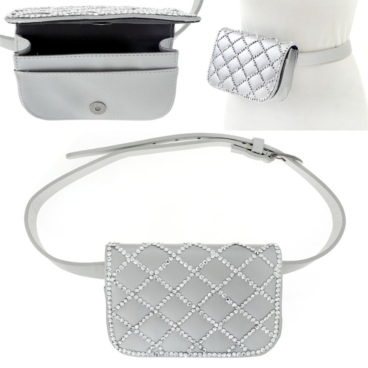Silver Quilted Belt Bag
