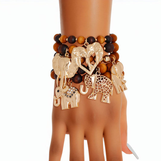 Mixed Wood Elephant Bracelets