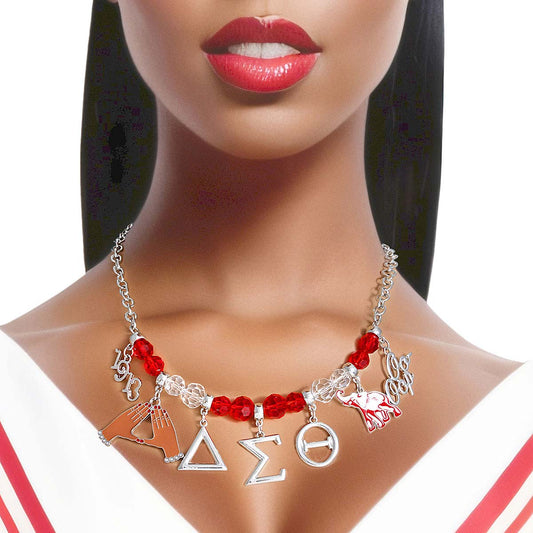 Red Clear Bead Delta Necklace