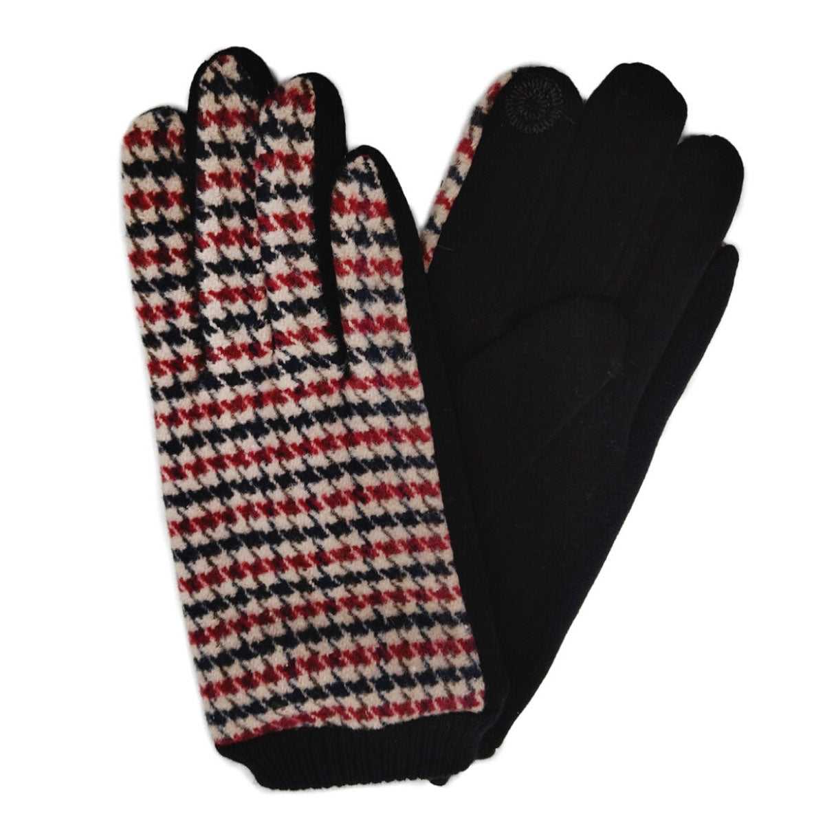 Burgundy Houndstooth Smart Gloves