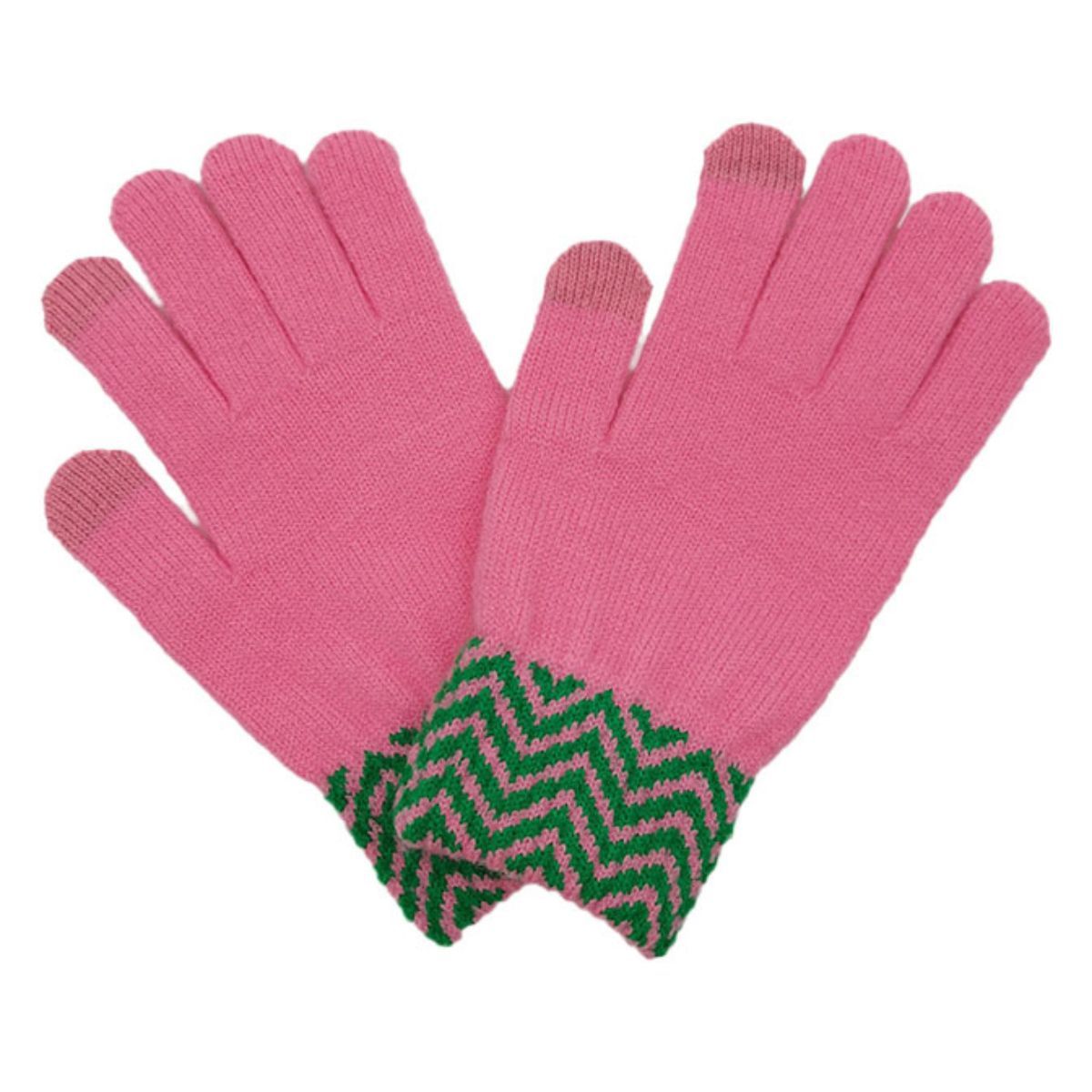 Pink Green Zig-Zag Gloves