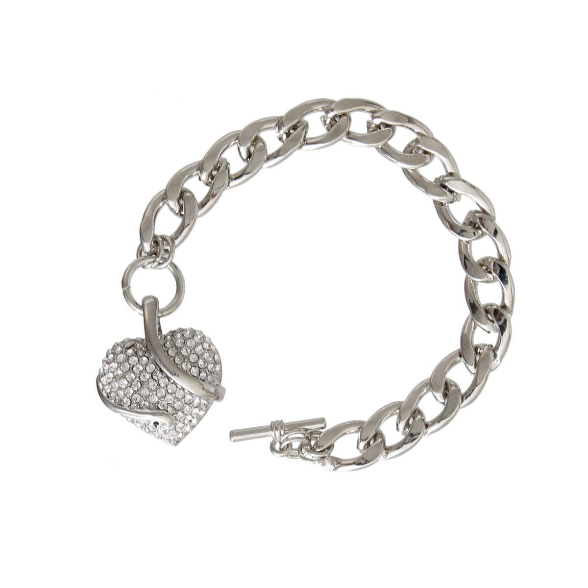 Silver Snake Heart Bracelet