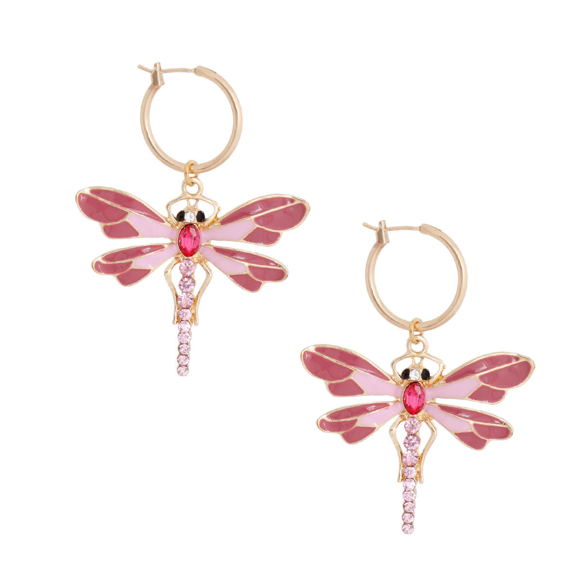 Baby Pink Dragonfly Hoops