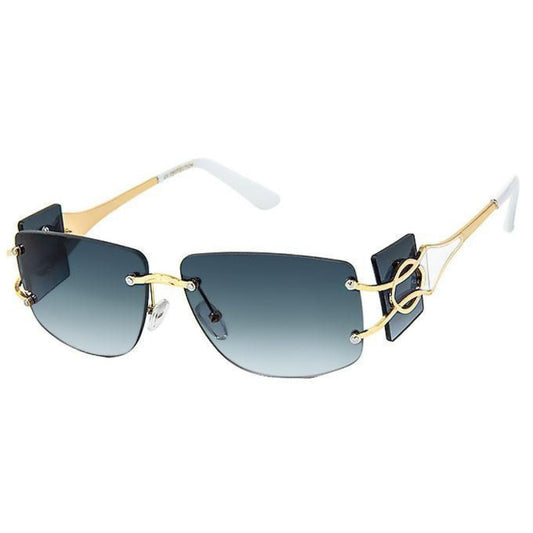White Rimless Temple Sunglasses
