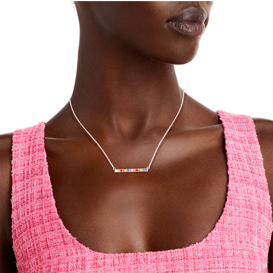 Rainbow Bar Silver Chain Necklace