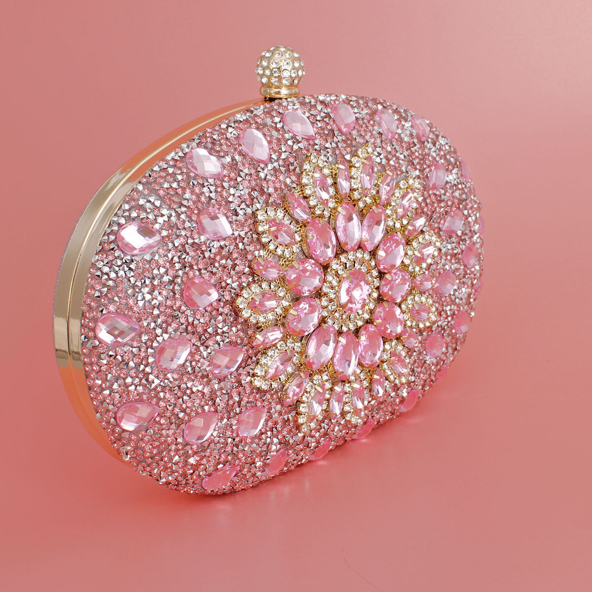 Clutch Pink Crystal Hard Case Bag for Women
