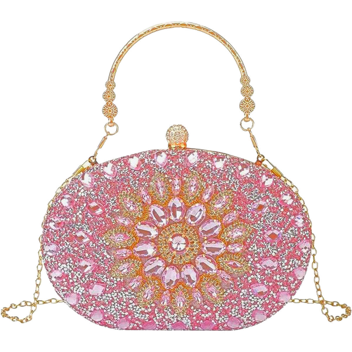 Clutch Pink Crystal Hard Case Bag for Women