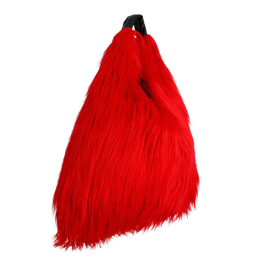 Hobo Bag Red Fur Shoulder Bag for Women
