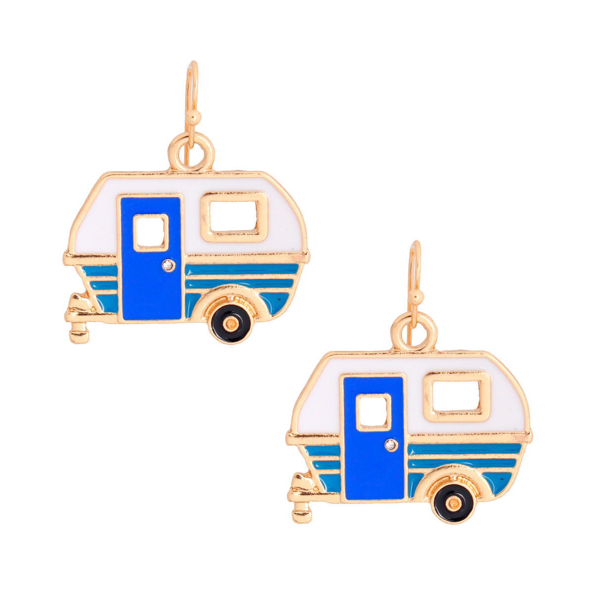 Gold and Blue Camper Earrings