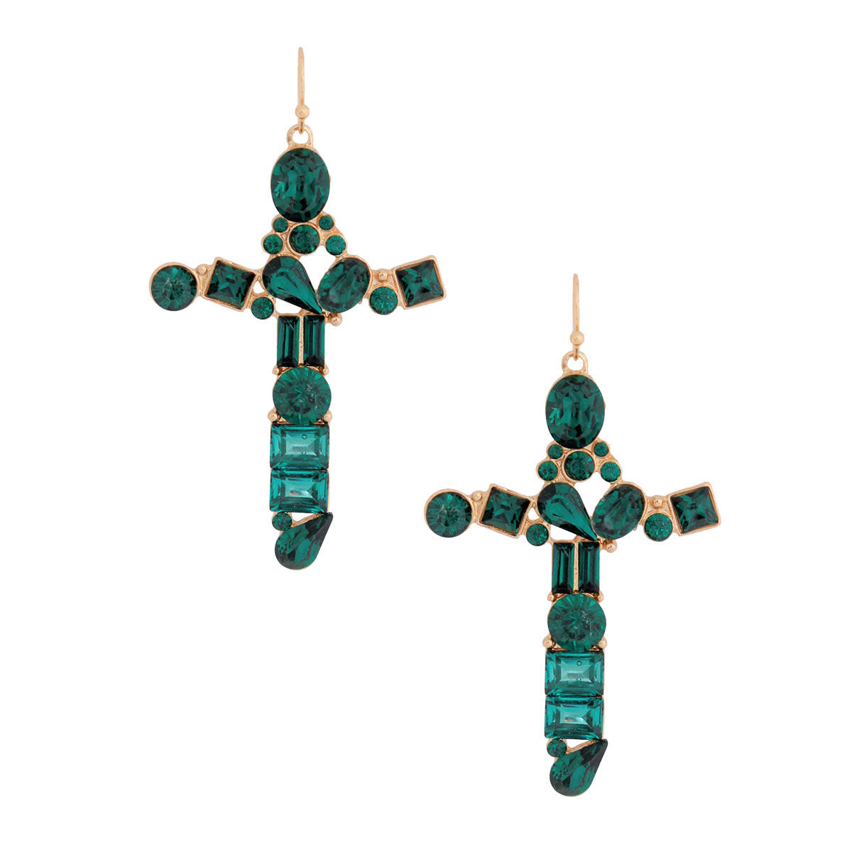 Green Celeb Cross Earrings