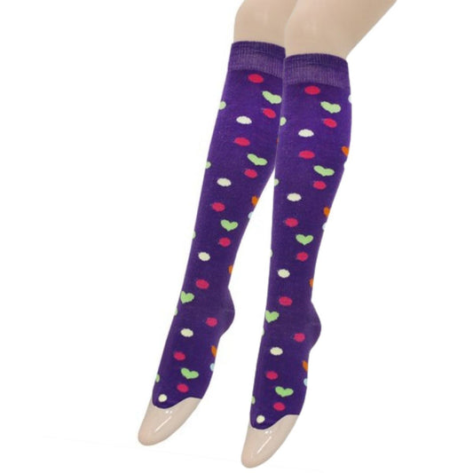 Purple Hearts and Spots Knee Socks
