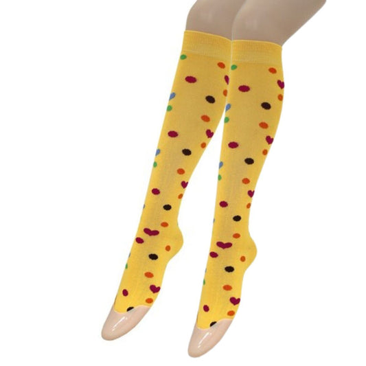 Yellow Hearts and Spots Knee Socks