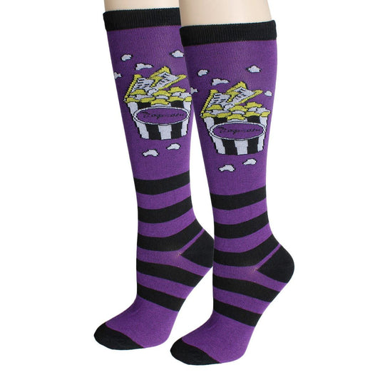 Purple Popcorn Stripe Knee Socks