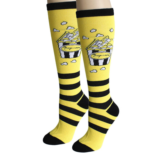 Yellow Popcorn Stripe Knee Socks