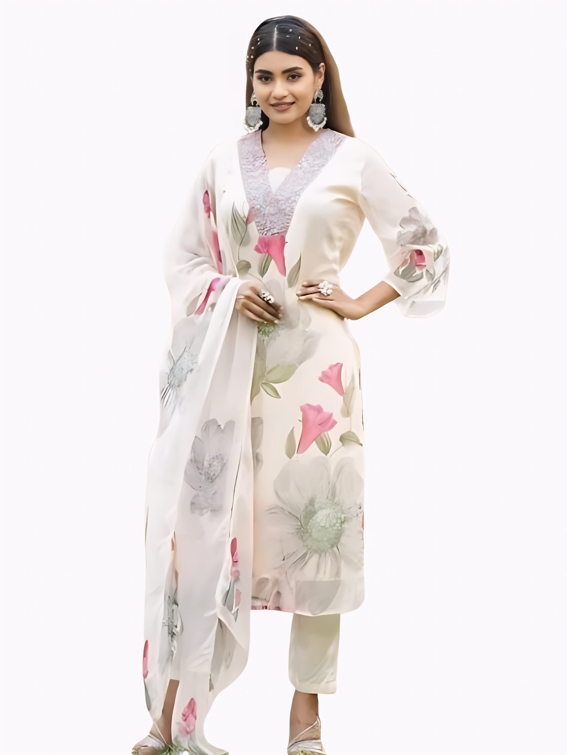 Designer Embroidered Georgette Kurti with Sequin Details