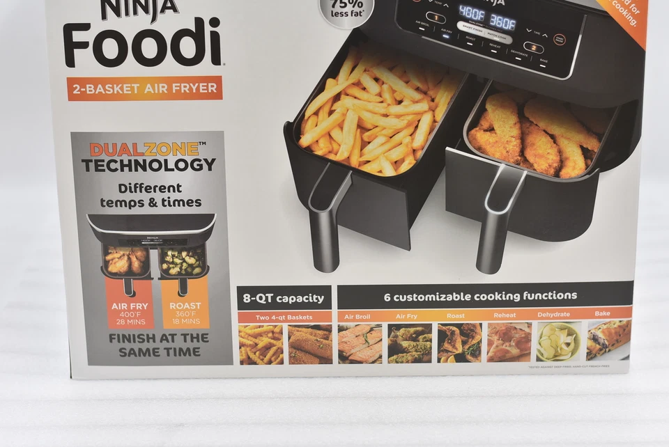 Ninja Foodi 8qt 2 Basket Air Fryer Dual Zone 6 Function XL Capacity DZ201 - Image 3