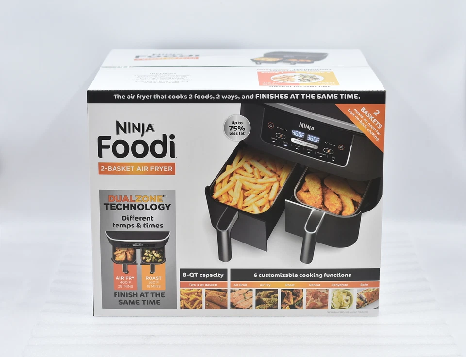 Ninja Foodi 8qt 2 Basket Air Fryer Dual Zone 6 Function XL Capacity DZ201 - Image 6