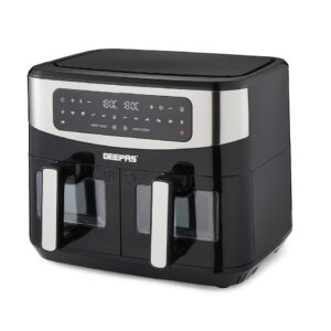 Double Basket Air Fryer Oven Digital Cooker 9L Timer Oil Free Frying 2600W Black