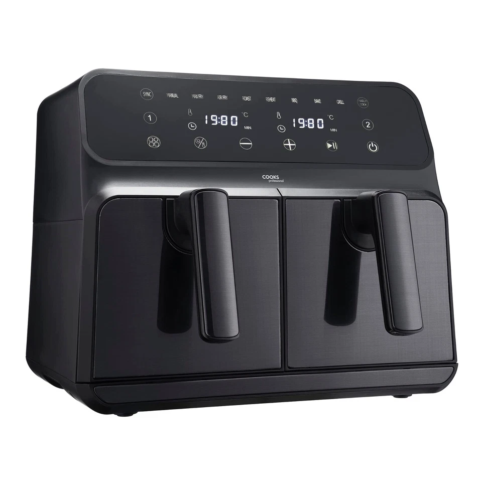 Cooks Professional Dual Air Fryer 8L XL Capacity and Digital Display